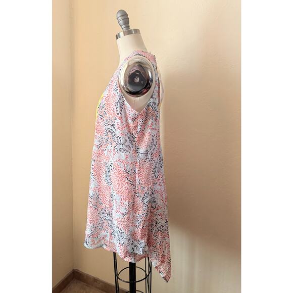 Fever Women's Sleeveless Blouse Size S Leaf Print Summer Top Double Layer NWT - Picture 7 of 7